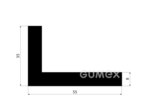 "L" Gummiprofil, 35x55/8mm, 70°ShA, NBR, -40°C/+70°C, schwarz, 